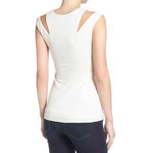 Bailey 44 cream sheer cut out top